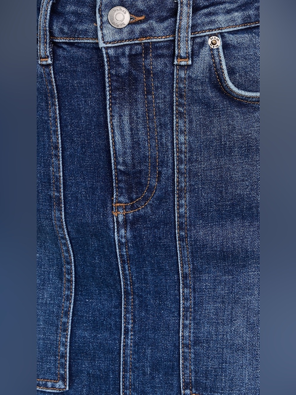ba&sh Vicky two-tone denim midi skirt size US 2 NWT - Picture 5 of 11
